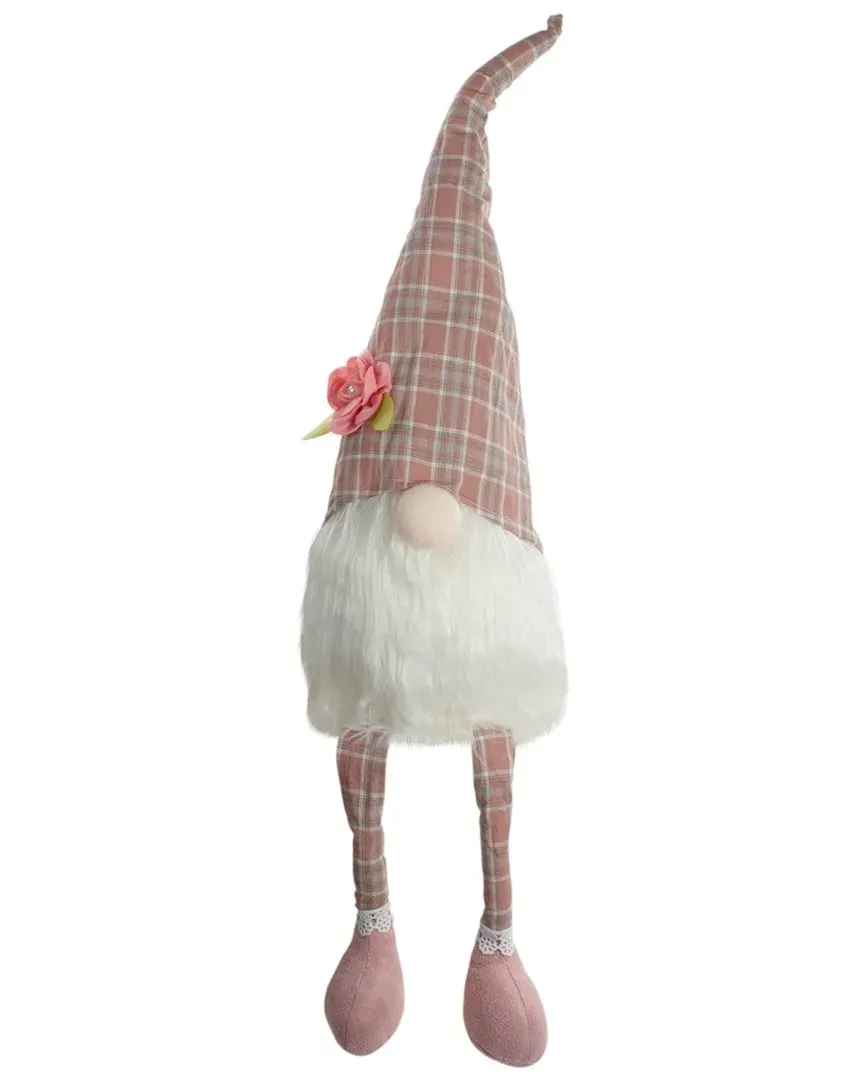Spring Gnome Table Top Figure with Dangling Legs - Pink