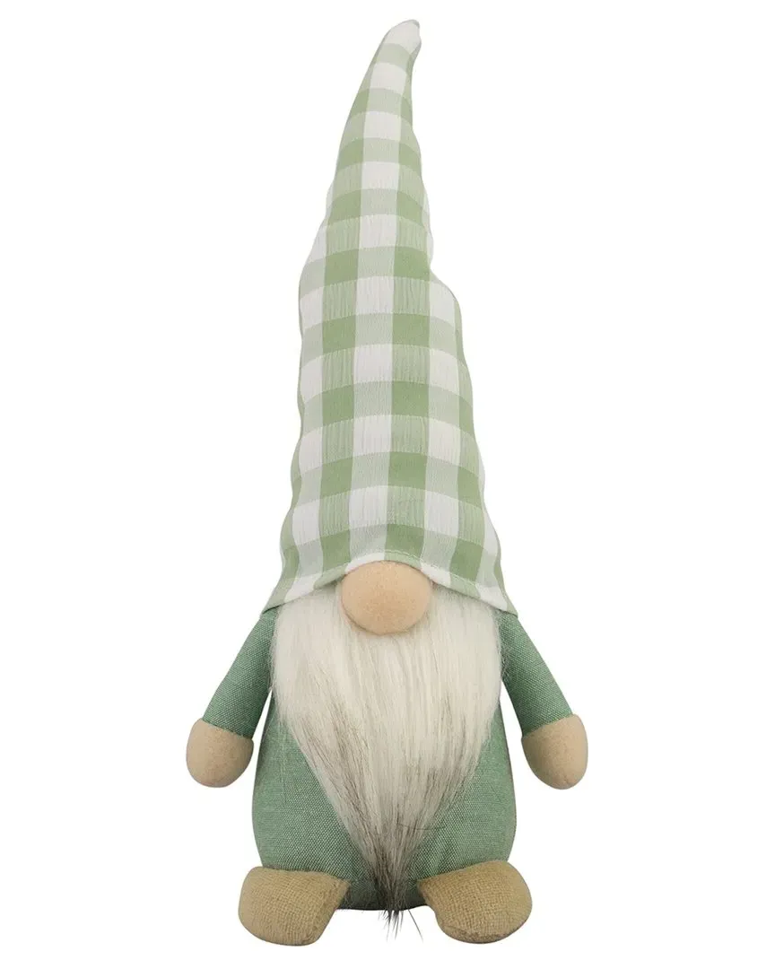 Spring Gnome with Plaid Hat - Green image