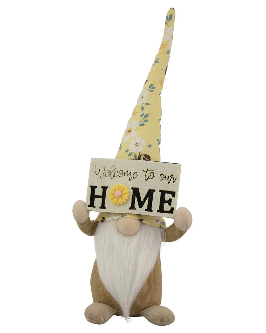 Sunflower Hat Gnome with Home Sign - Yellow image