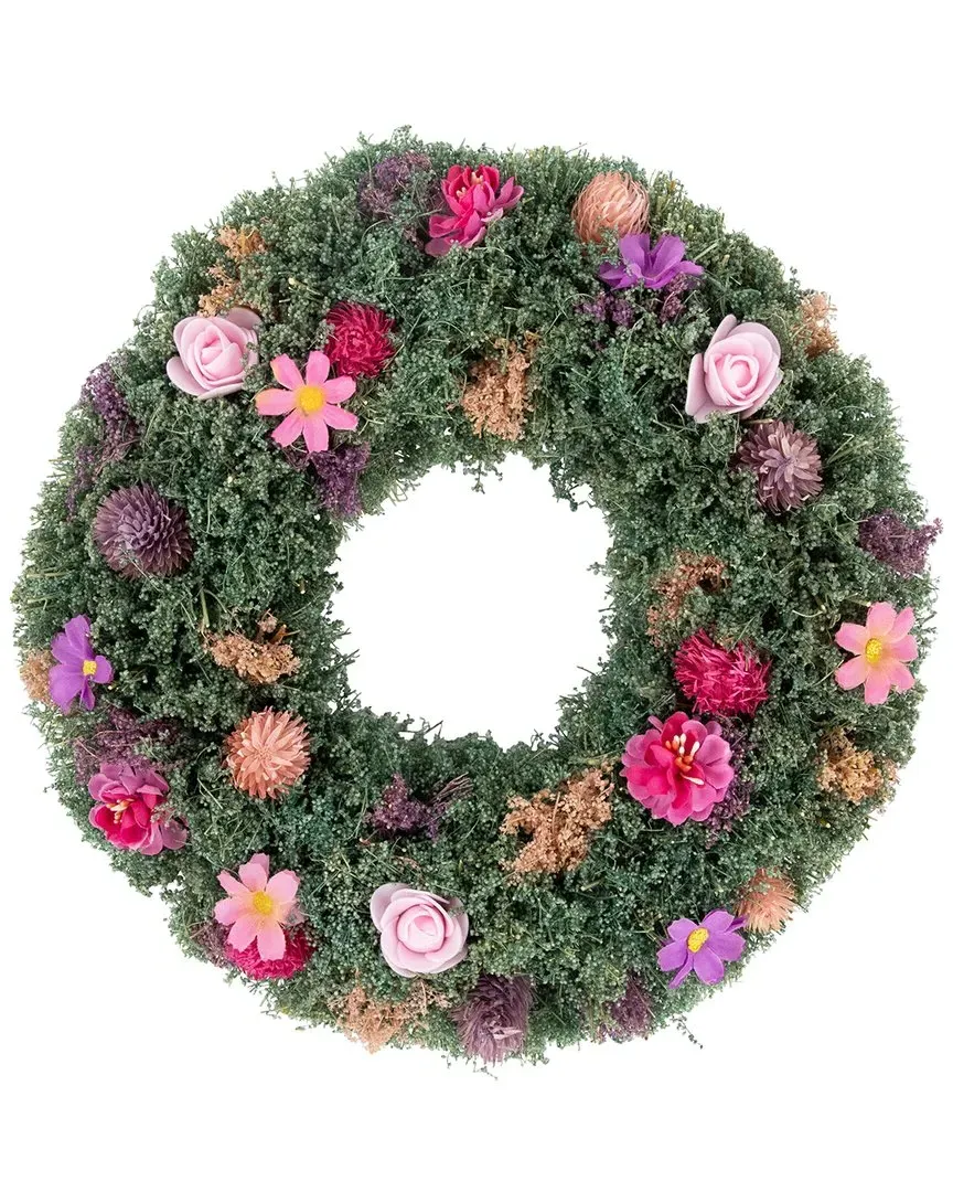 Thistle Mixed Floral Spring Wreath - Green image