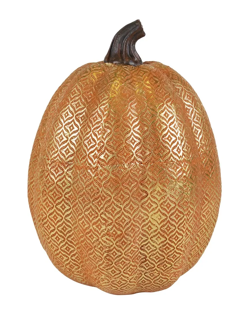 Touch of Gold Textured Pumpkin Decoration - Orange