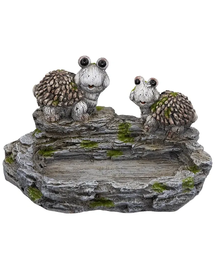 Turtle Couple Outdoor Bird Bath - Gray, Ceramic