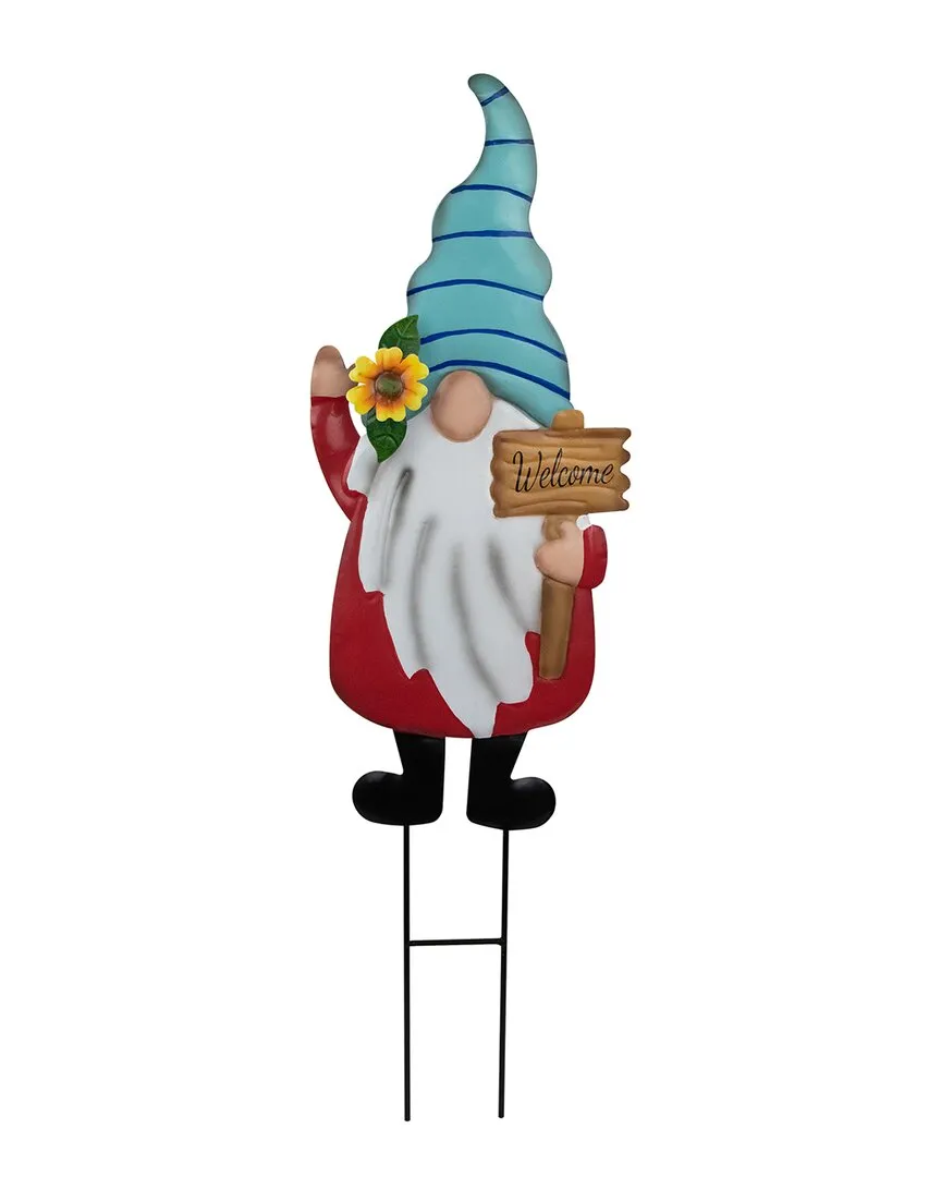 Welcome Gnome Garden Stake with Sign - Blue