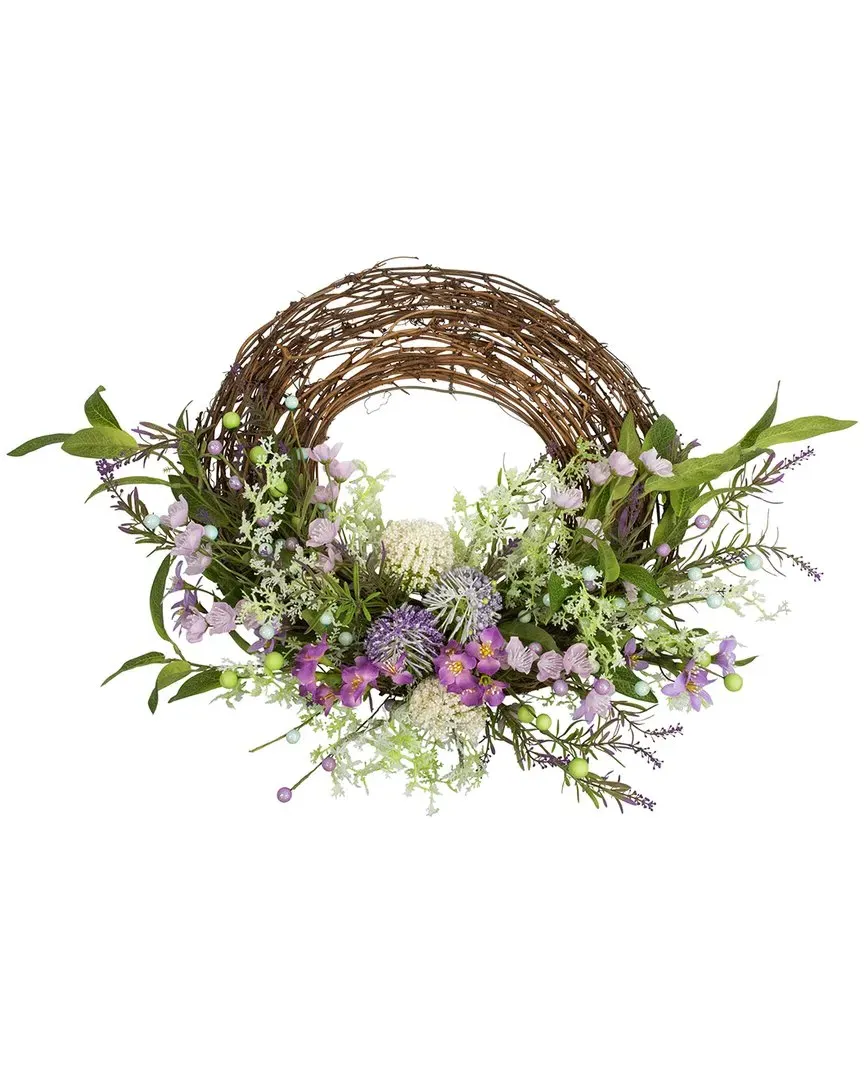 Wildflower & Berry Half Spring Wreath - Purple image