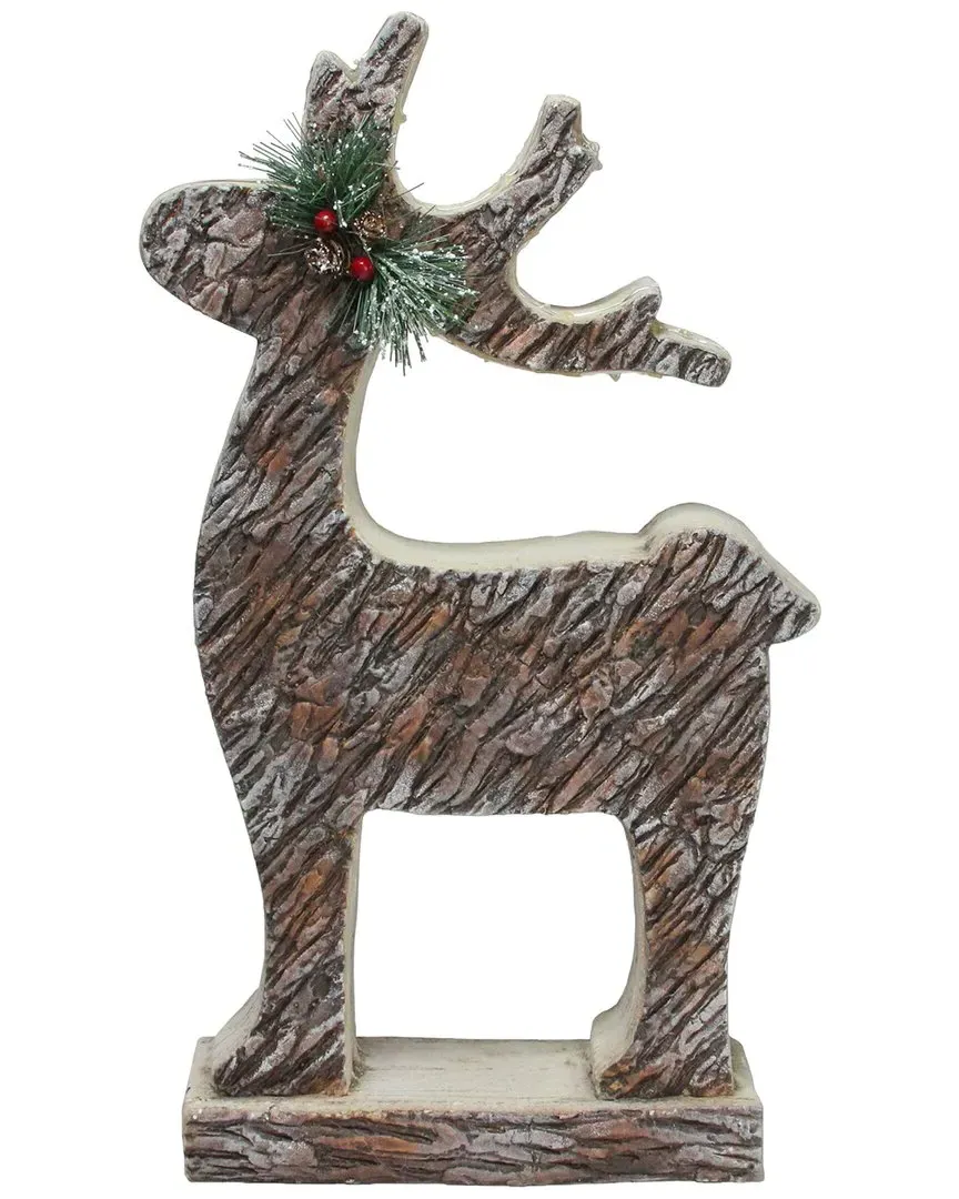 Wood Look Deer Statue Christmas Decor - Brown, Plaster