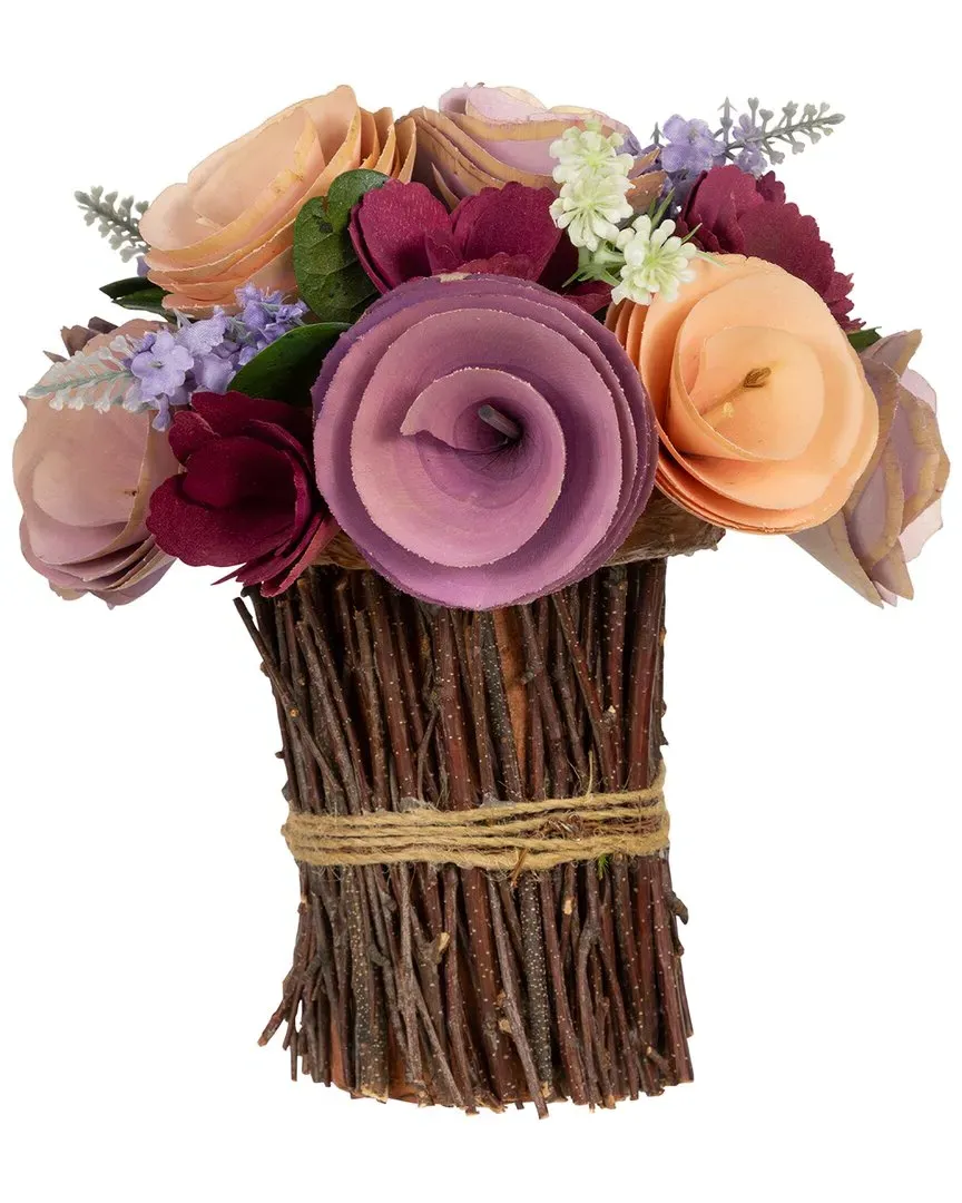 Wooden Floral Artificial Bouquet - Red image