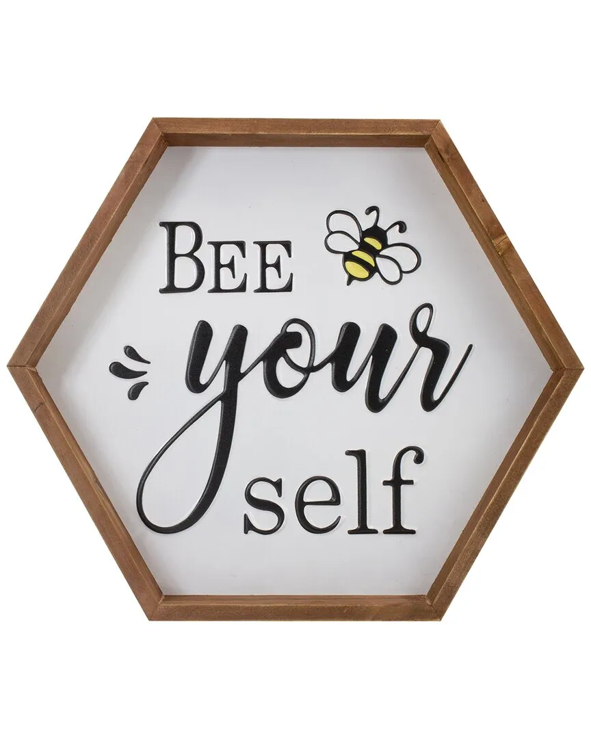 Wooden Framed Bee Yourself Metal Sign - White image
