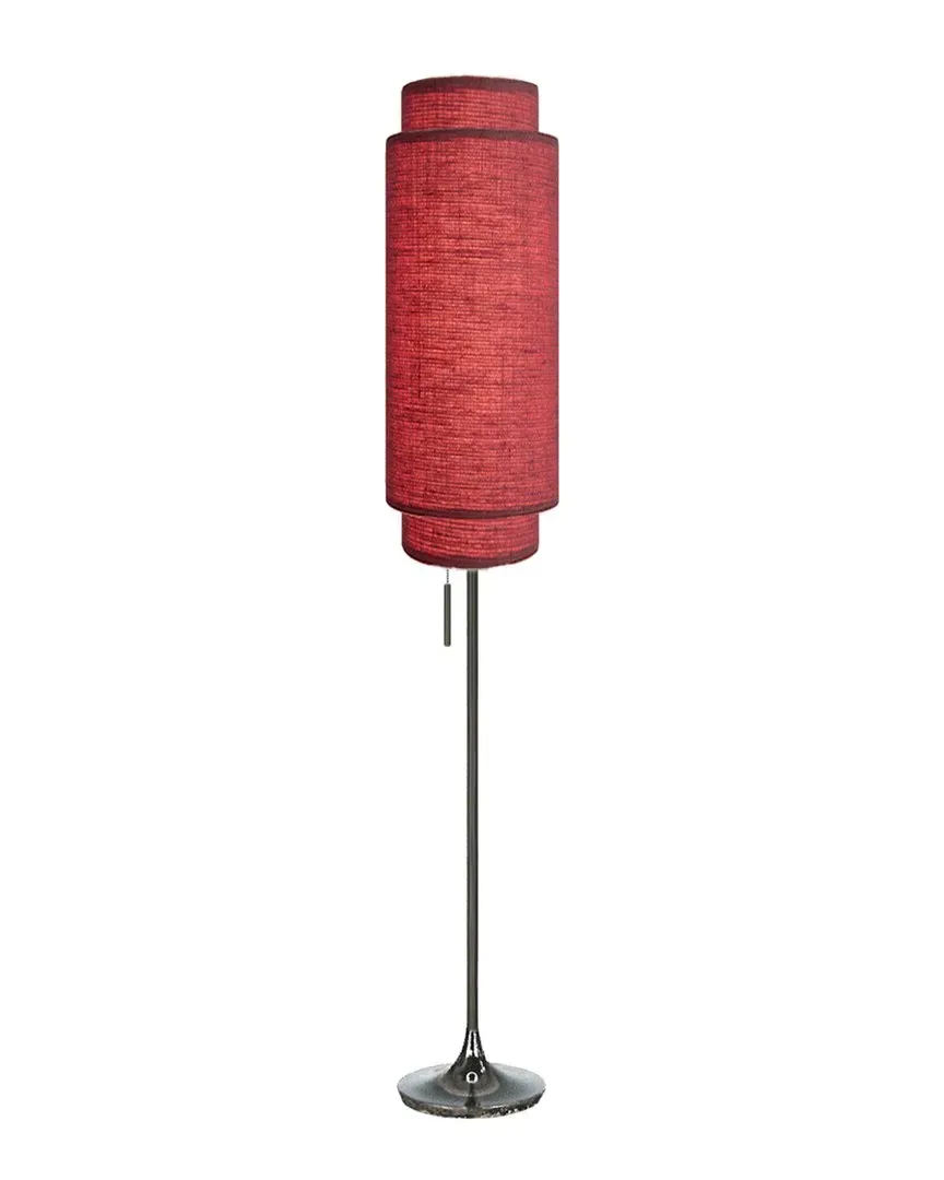 Lollipop Floor Lamp with Pull Chain - Crimson Red, Linen