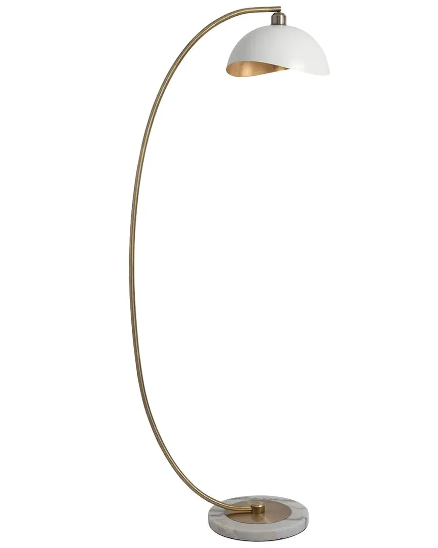 Luna Bella Chairside Arc Floor Lamp - White, Steel