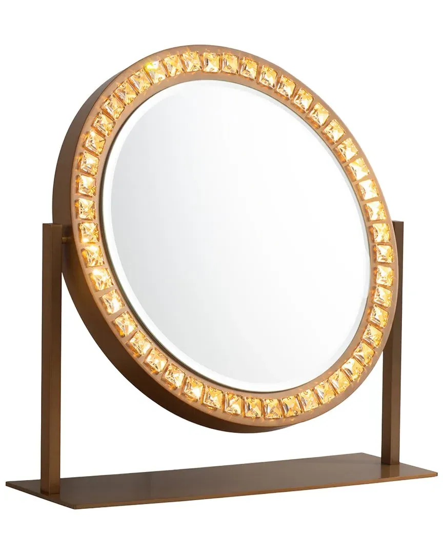 Marilyn Round Vanity Mirror with LED Lighting - Weathered Brass image