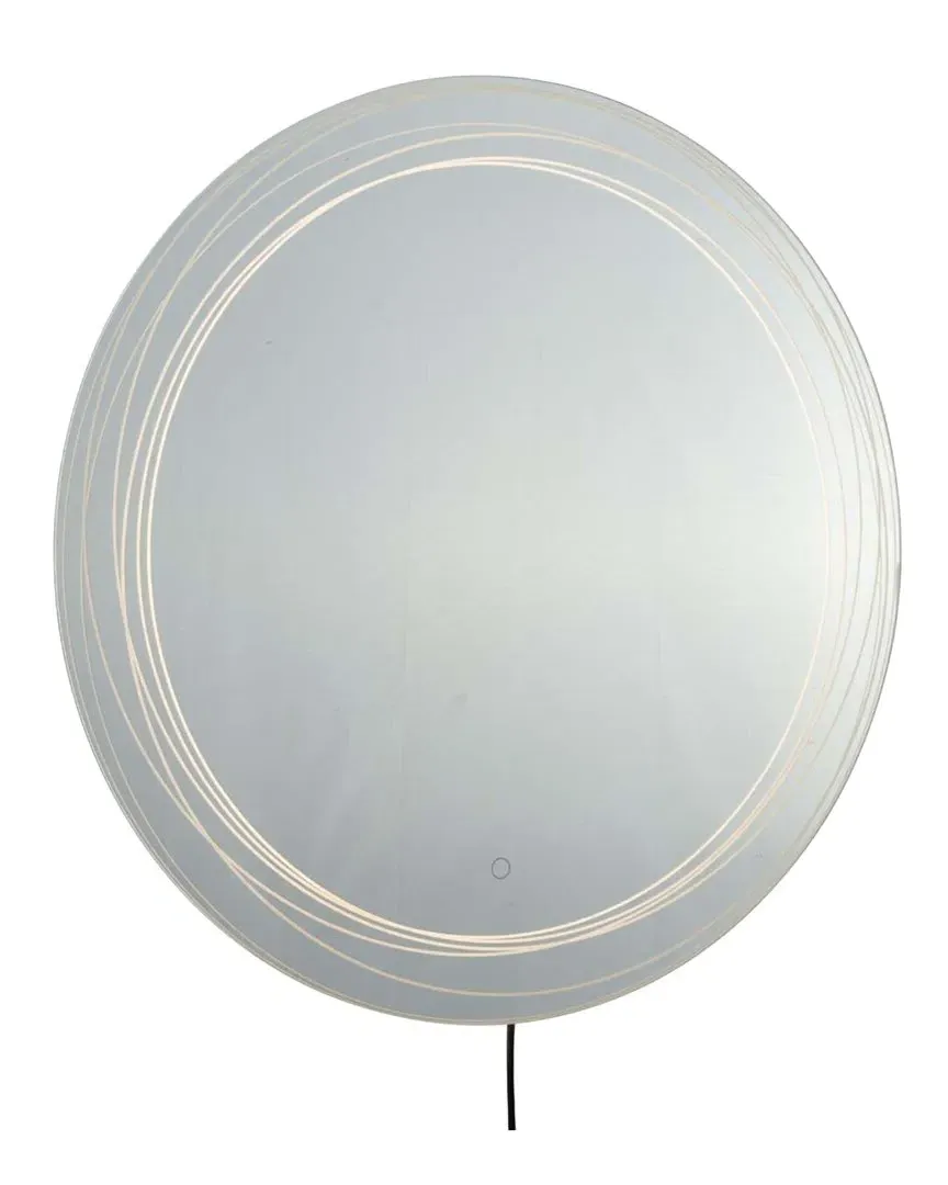 Mojave 36in Round Backlit LED Wall Mirror - Chrome