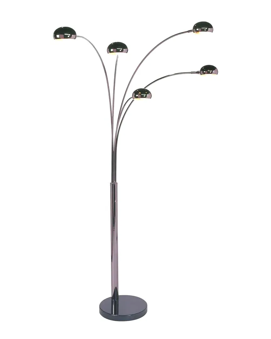 Mushroom 5 Light Arc Floor Lamp - Satin Nickel, Steel