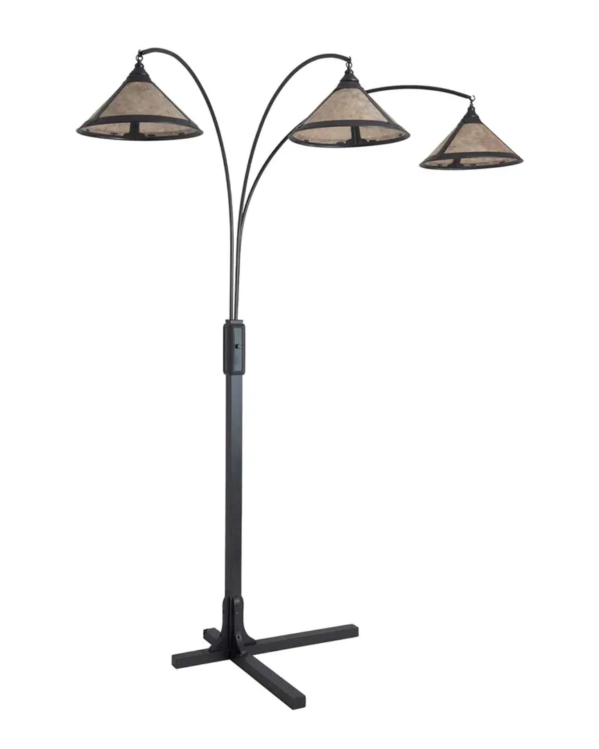 Natural Mica 3-Light Arc Floor Lamp - Charcoal Gray