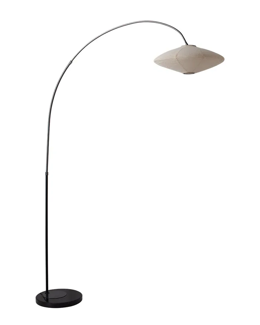 Roswell Arc Floor Lamp - Matte Black, Marble