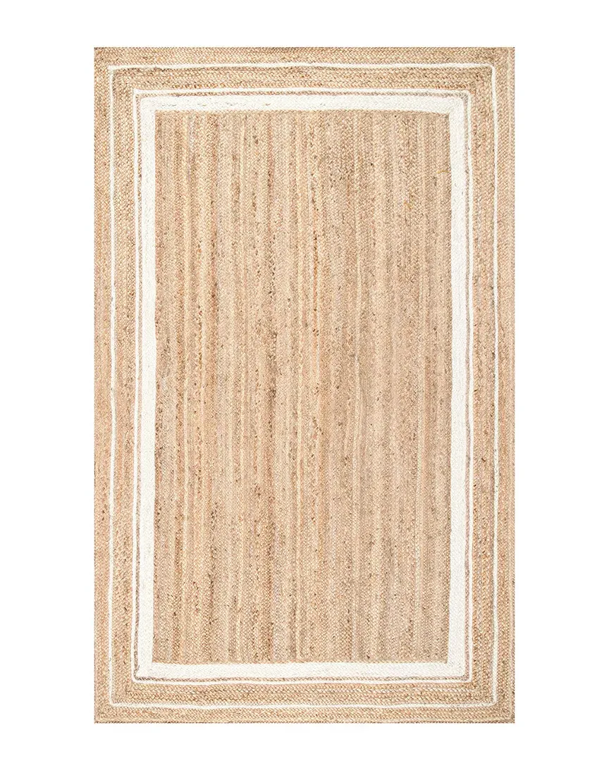 Braided Rikki Border Jute Rug - Off-White image