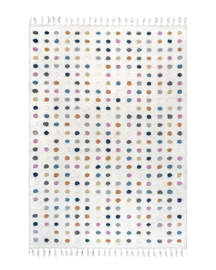 nuLOOM Behati High-Low Polka Dot Tassel Rug - Beige image