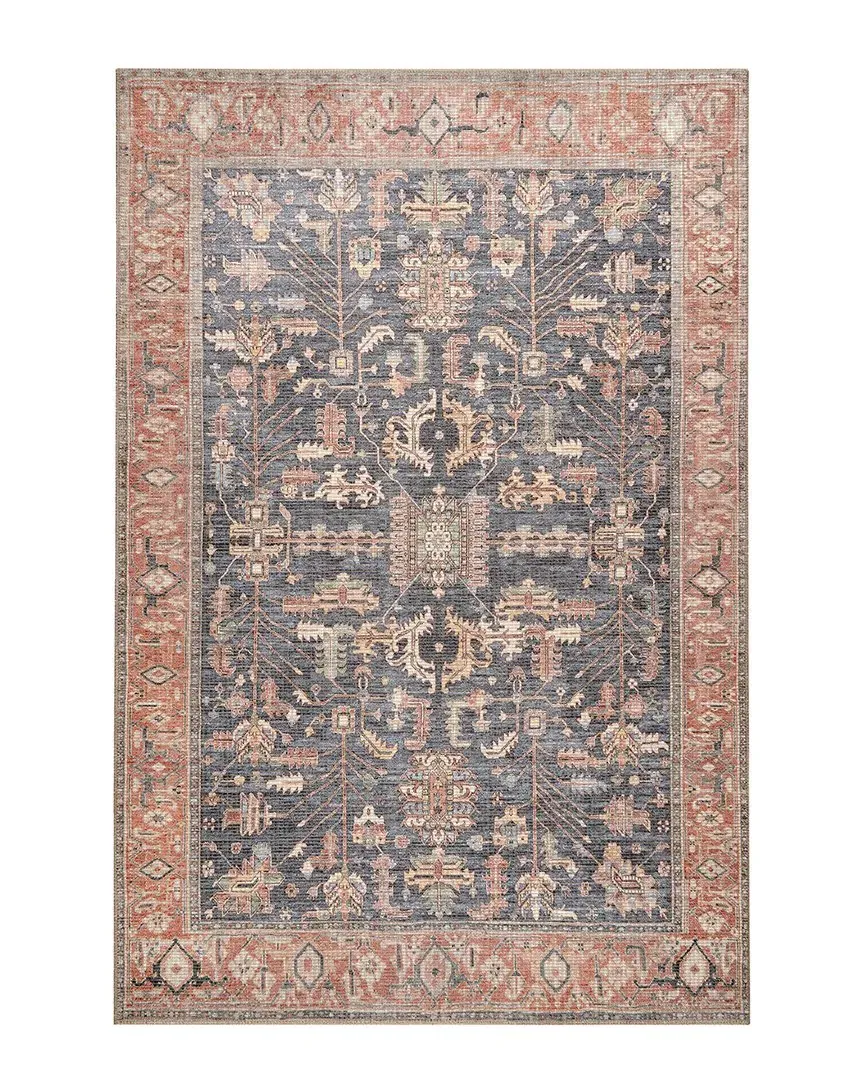 Avalon Persian Border Easy Care Rug - Red, Polyester