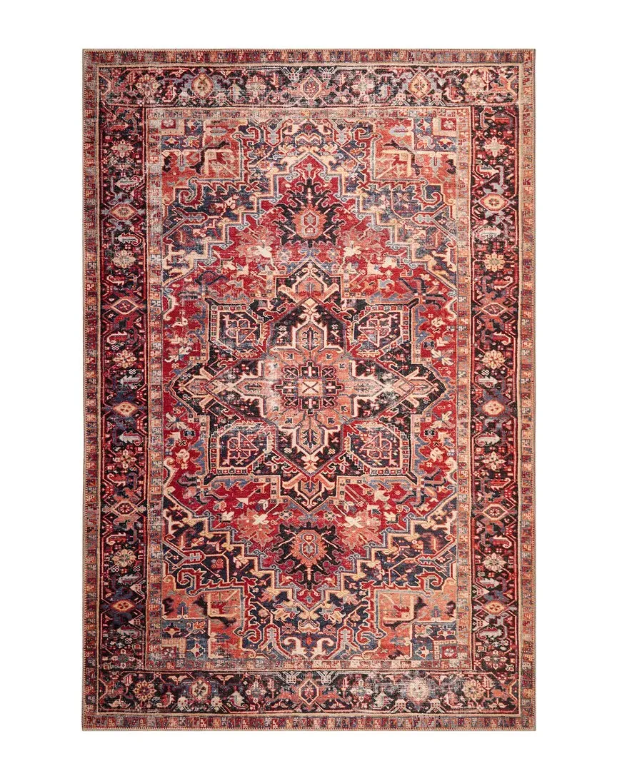 Bergen Heriz Easy Care Polyester Rug - Red