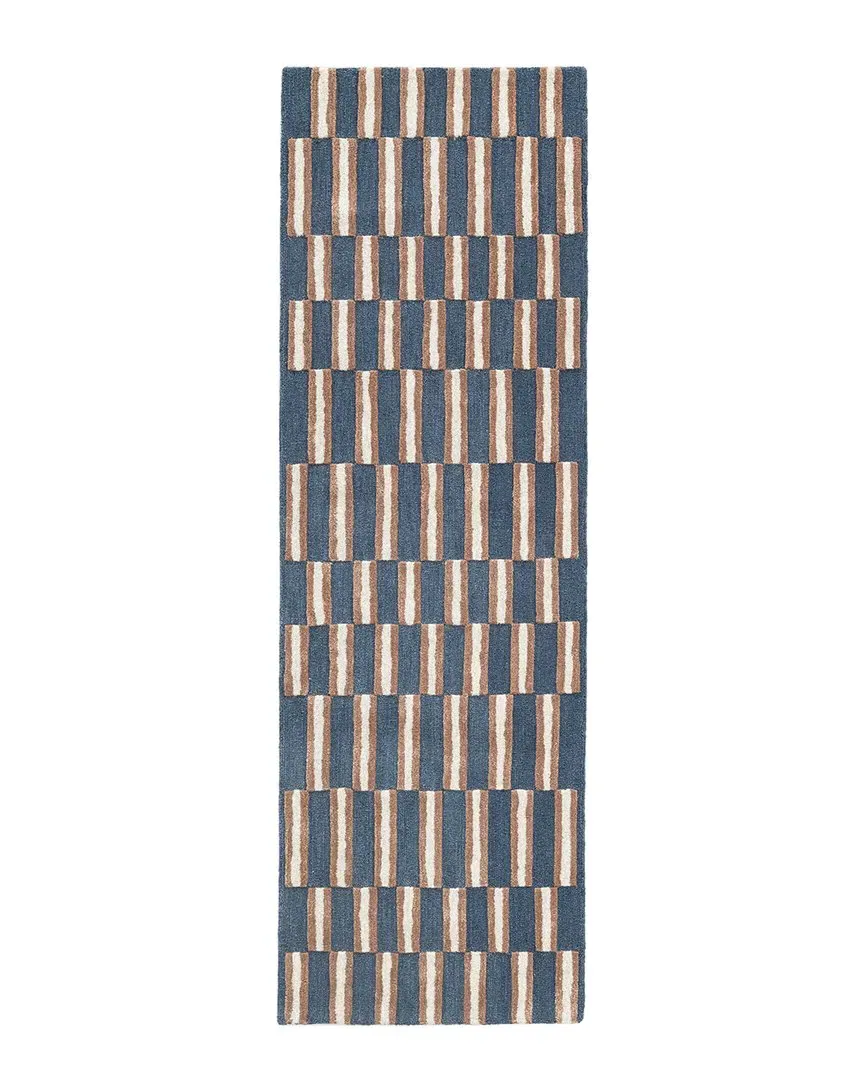 Hand Tufted Retro Wool Rug - Blue image