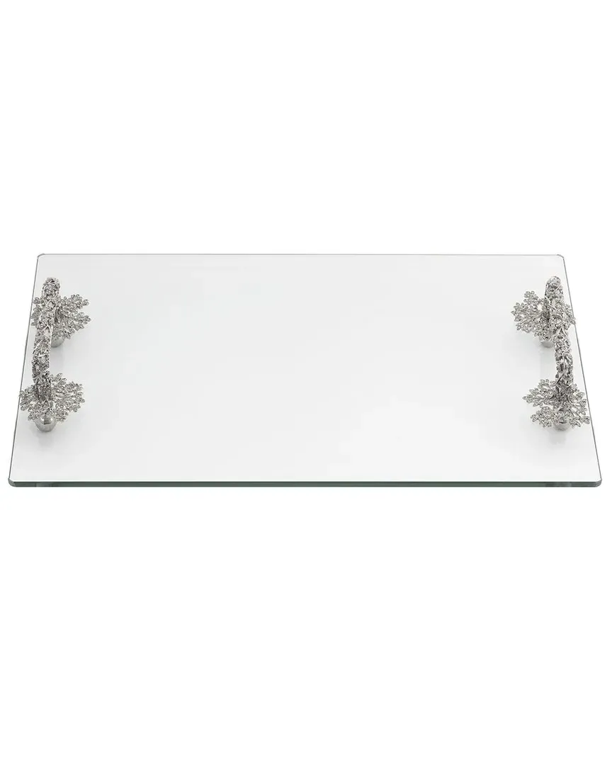 Isadora Glass Tray with Crystal Details - Clear, Pewter image