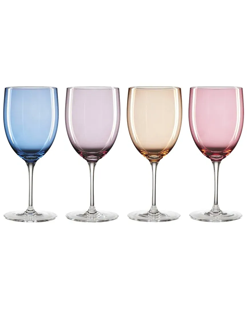 True Colors Set of 4 Wine Glasses - Multicolor, Glass