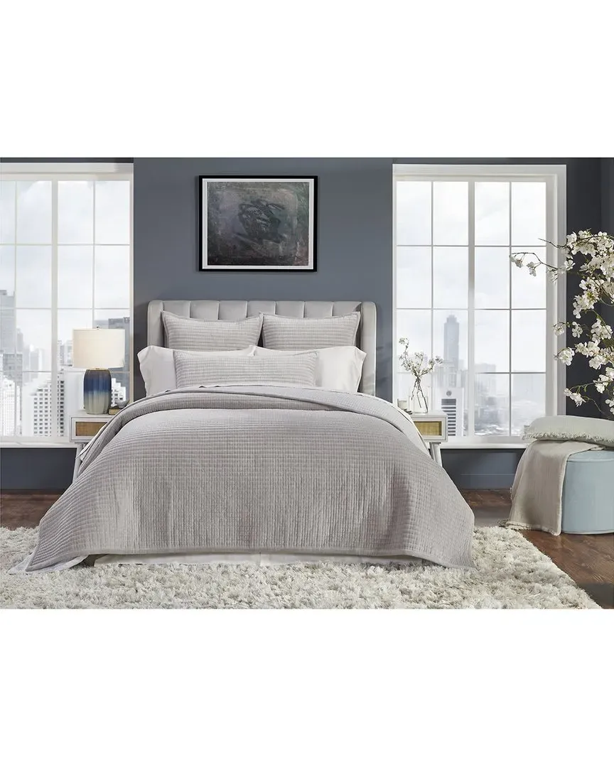 Milton Channel Stitched Velvet Coverlet - Slate