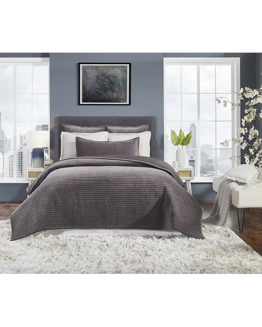 Milton Queen Channel Stitched Velvet Coverlet - Cast