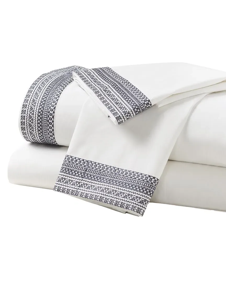 Olivia Cotton Percale 300 Thread Count Sheet Set - Navy