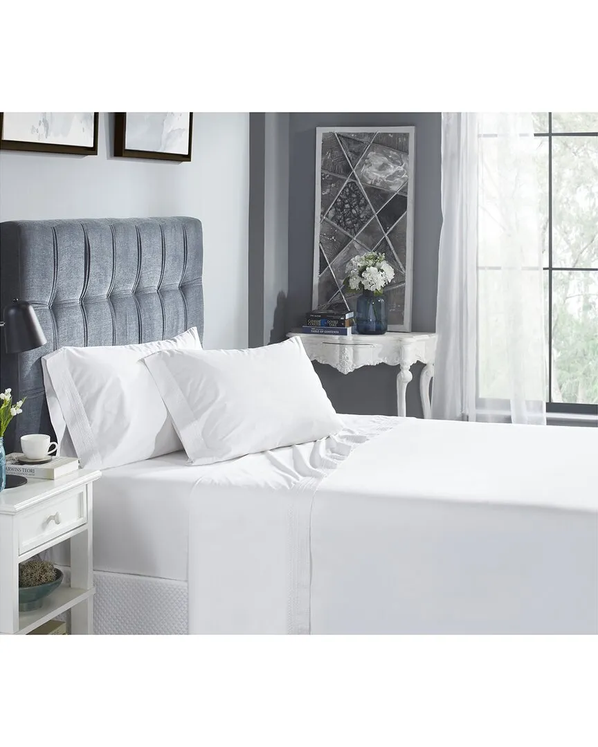 Olivia Cotton Percale 300 Thread Count Sheet Set - White image