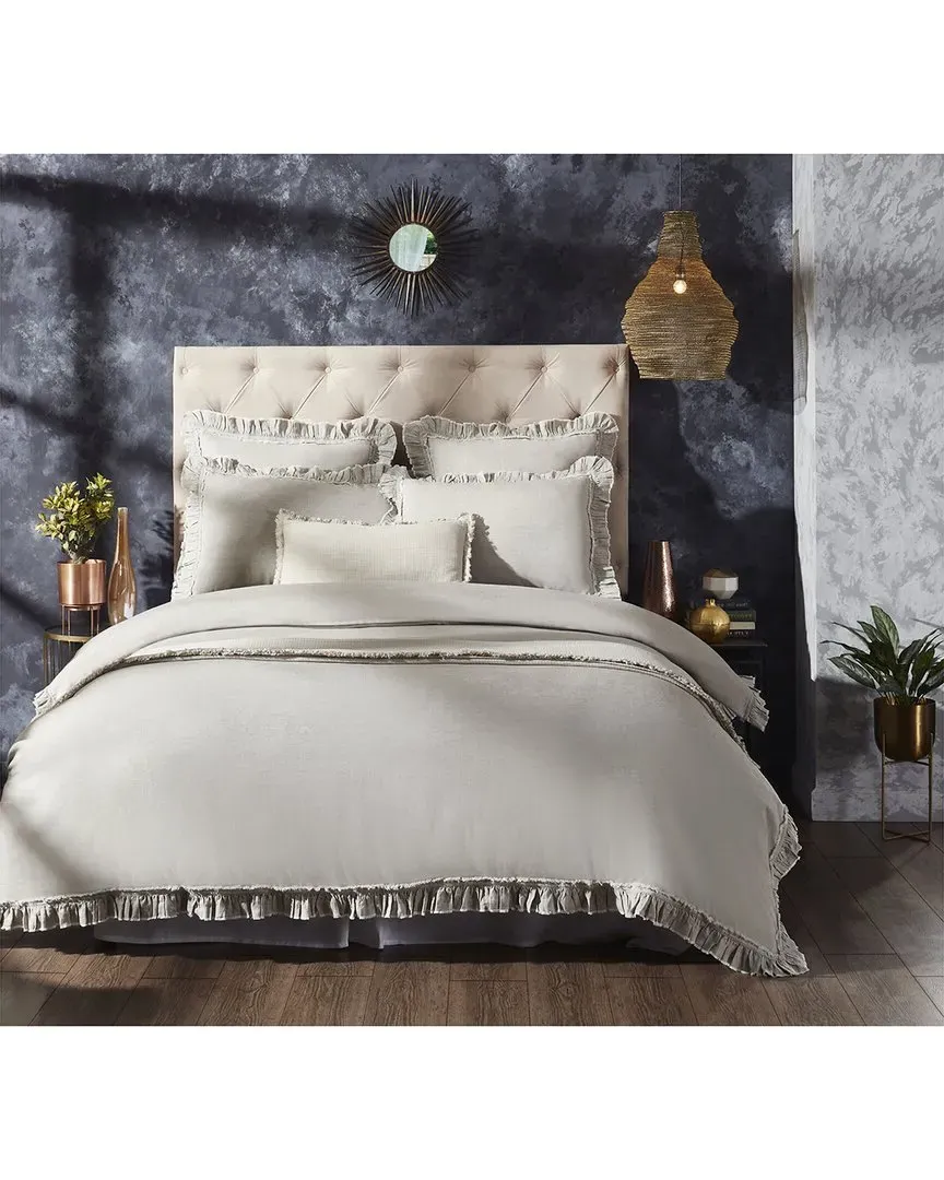 Ruffle European Linen Duvet Cover - Grey