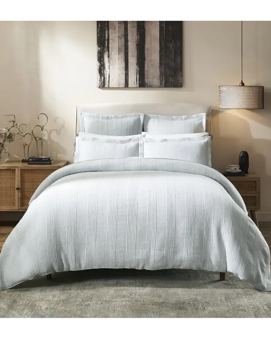 Savoy Queen Channel Quilted Jersey Duvet Cover - Sky Melange