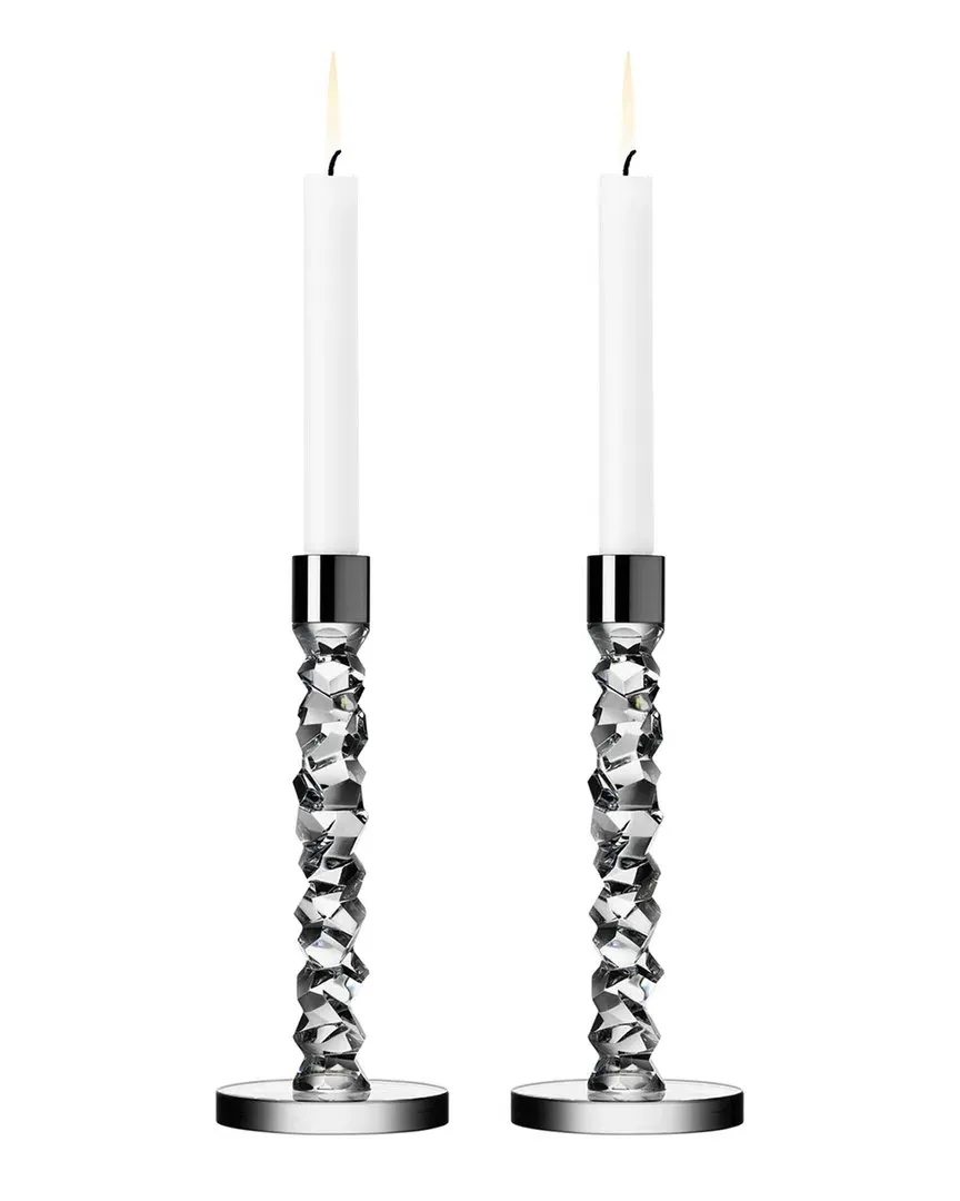 Carat Small Candlesticks Set of 2 - Silver, Crystal image