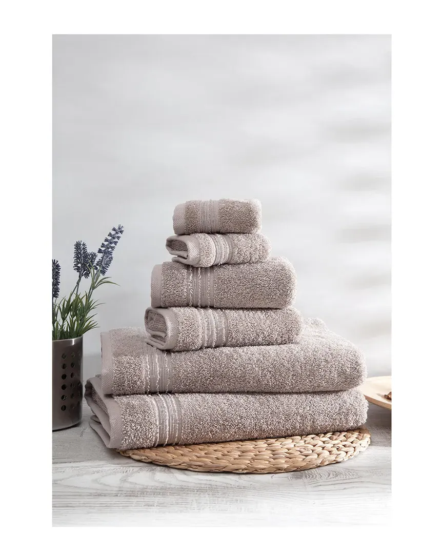 Cascade 6pc Towel Set - Taupe, Turkish Cotton