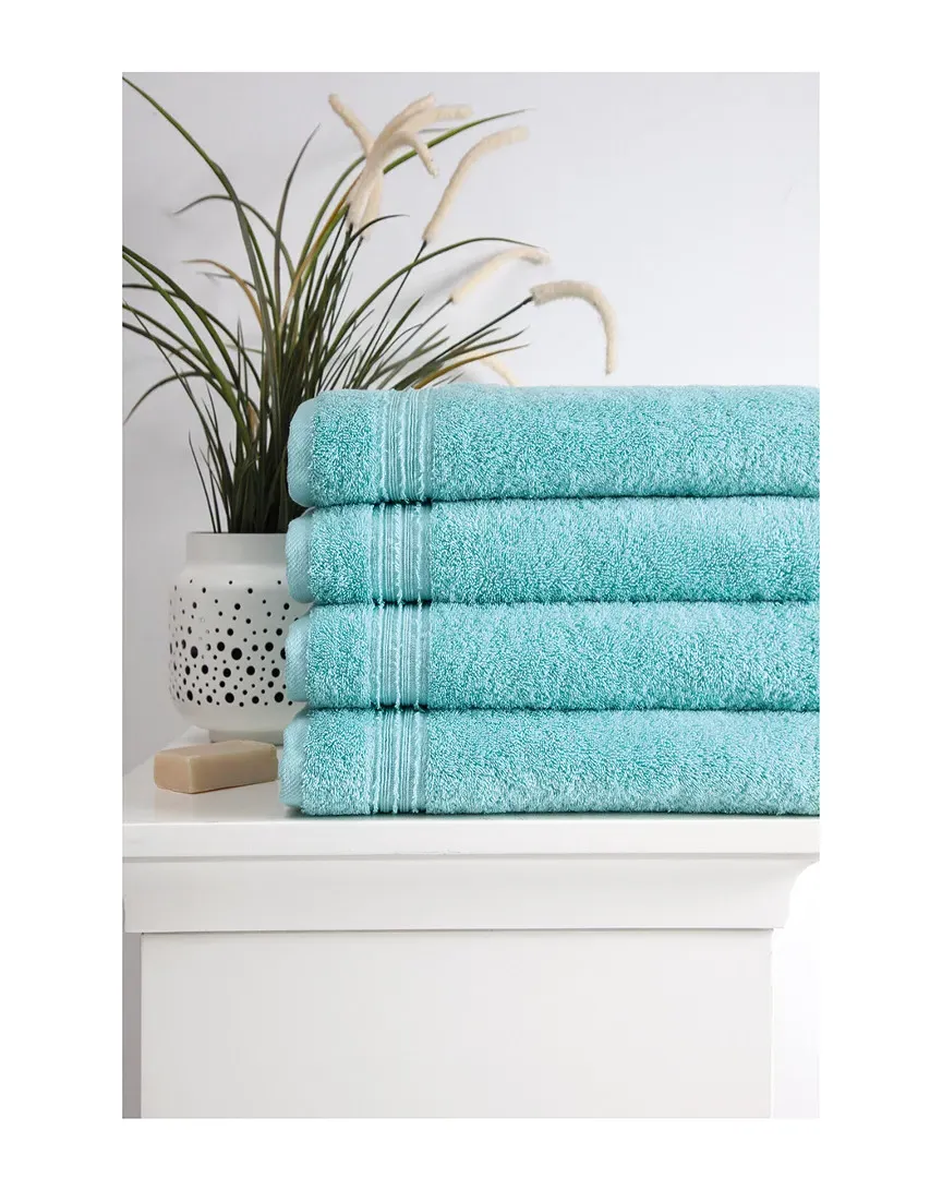 Cascade Bath Towel Set of 4 - Aqua, Turkish Cotton