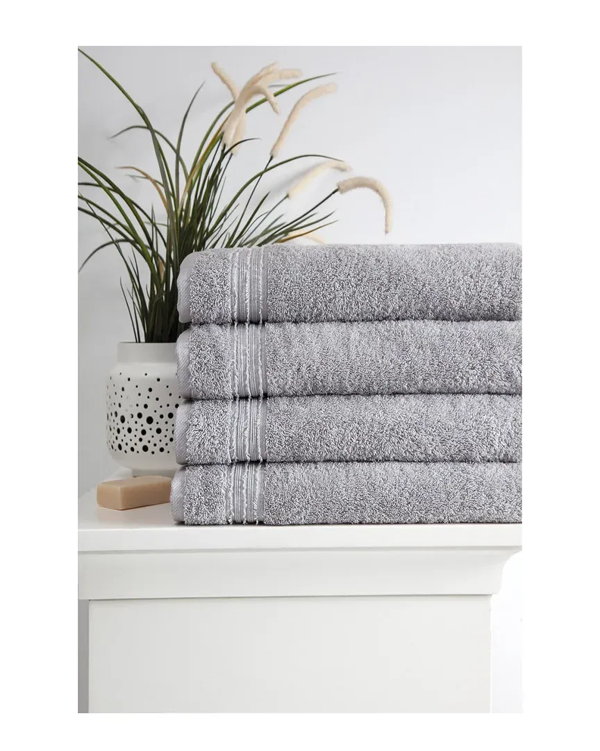 Cascade Bath Towel Set of 4 - Gray, Turkish Cotton