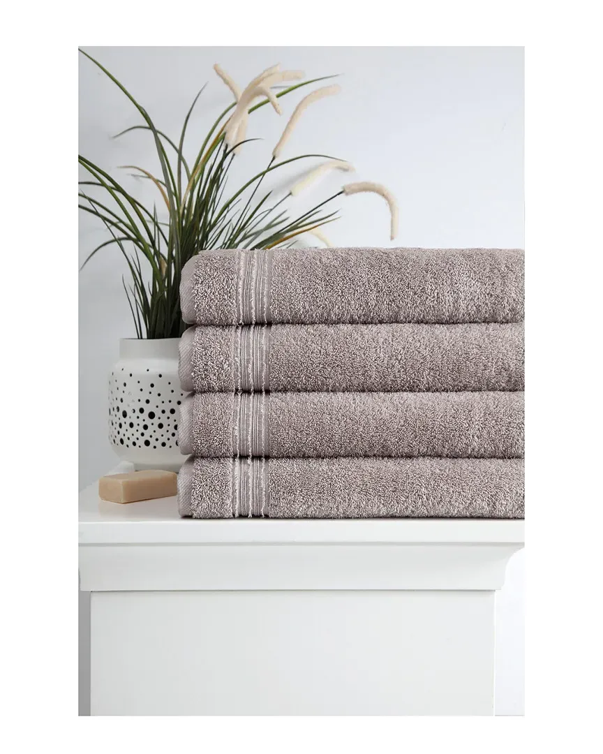 Cascade Bath Towel Set of 4 - Taupe, Turkish Cotton