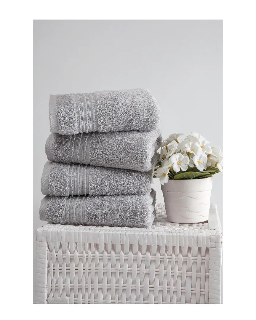 Cascade Hand Towels Set of 4 - Gray, Turkish Cotton