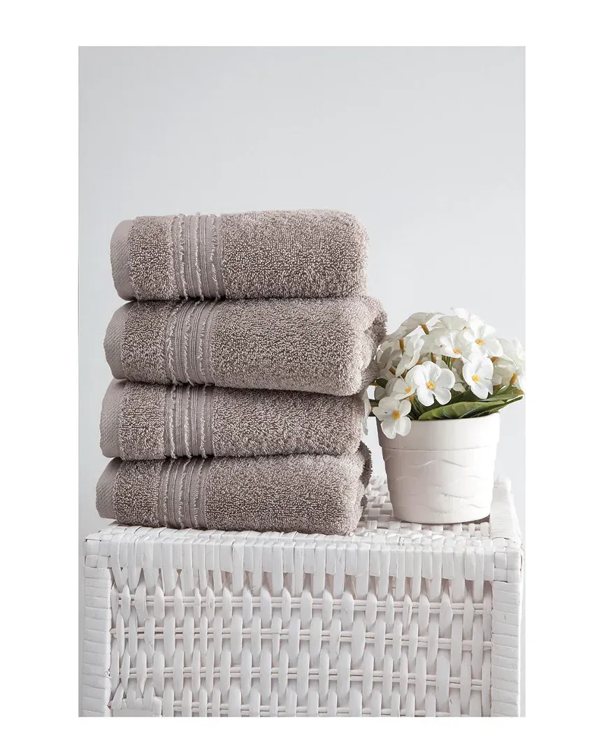 Cascade Hand Towels Set of 4 - Taupe, Turkish Cotton