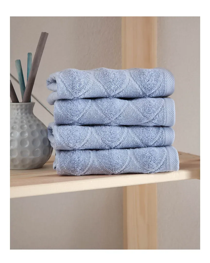Esperance 4pc Washcloth Set - Blue, Turkish Cotton image