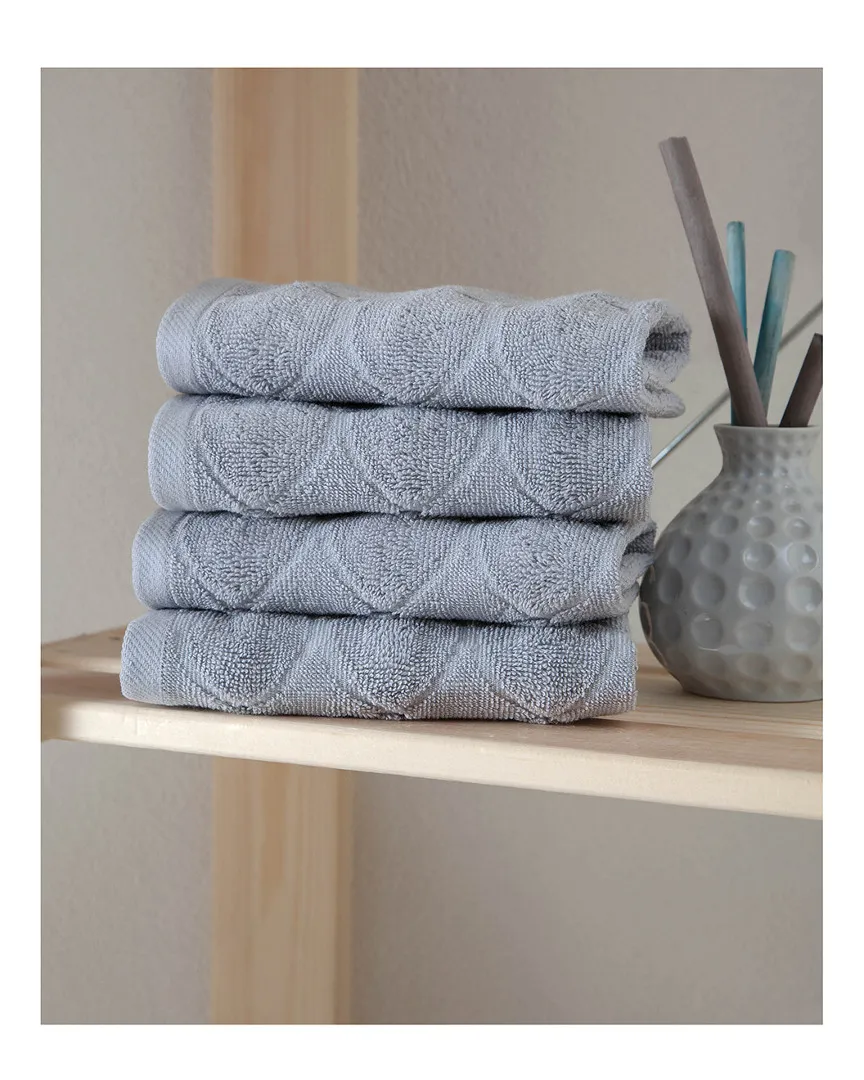 Esperance 4pc Washcloth Set - Grey, Turkish Cotton