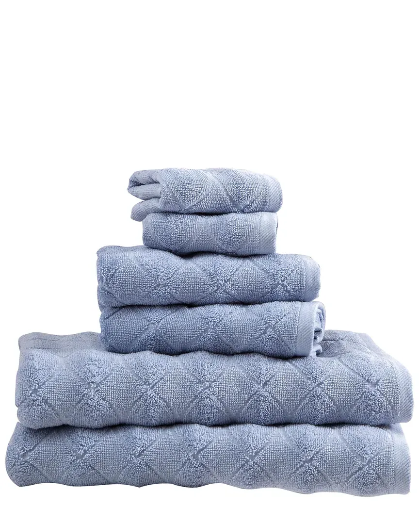 Esperance Collection 6pc Towel Set - Blue, Cotton image