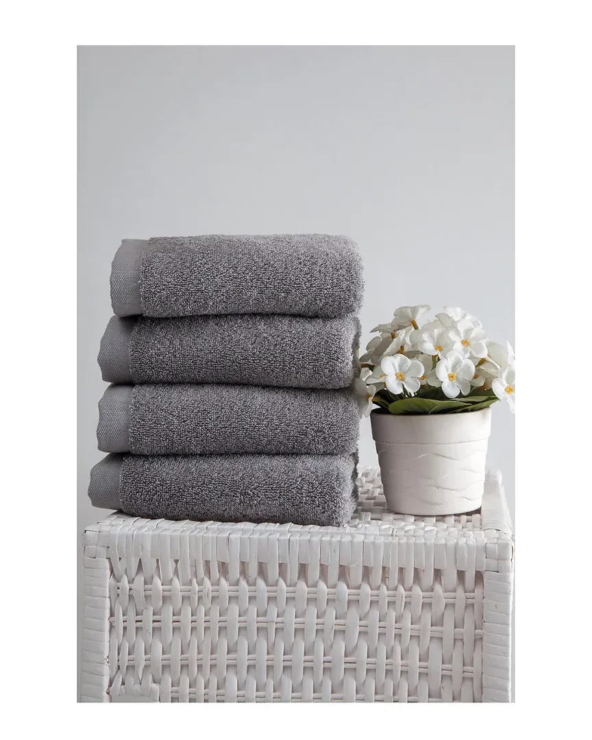 Horizon Hand Towels Set of 4 - Grey, Turkish Cotton
