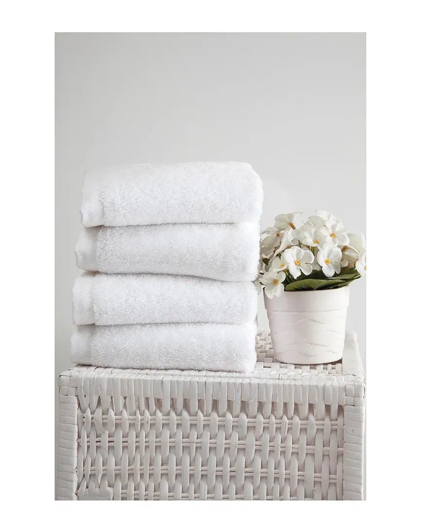 Horizon Hand Towels Set of 4 - White, Turkish Cotton