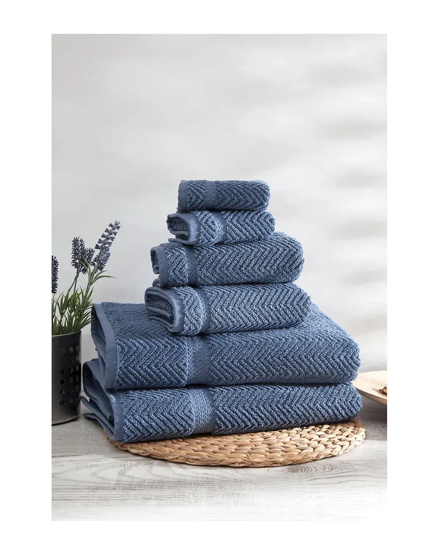 Maui 6pc Towel Set - Blue, Turkish Cotton