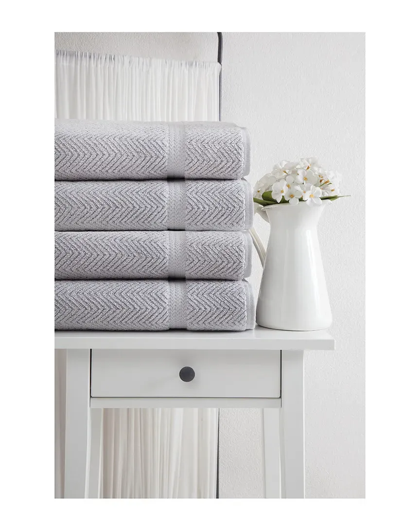 Maui Bath Towel Set of 4 - Grey, Turkish Cotton