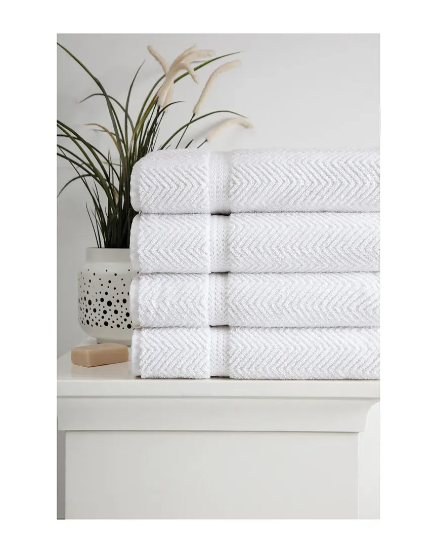 Maui Bath Towel Set of 4 - White, Turkish Cotton