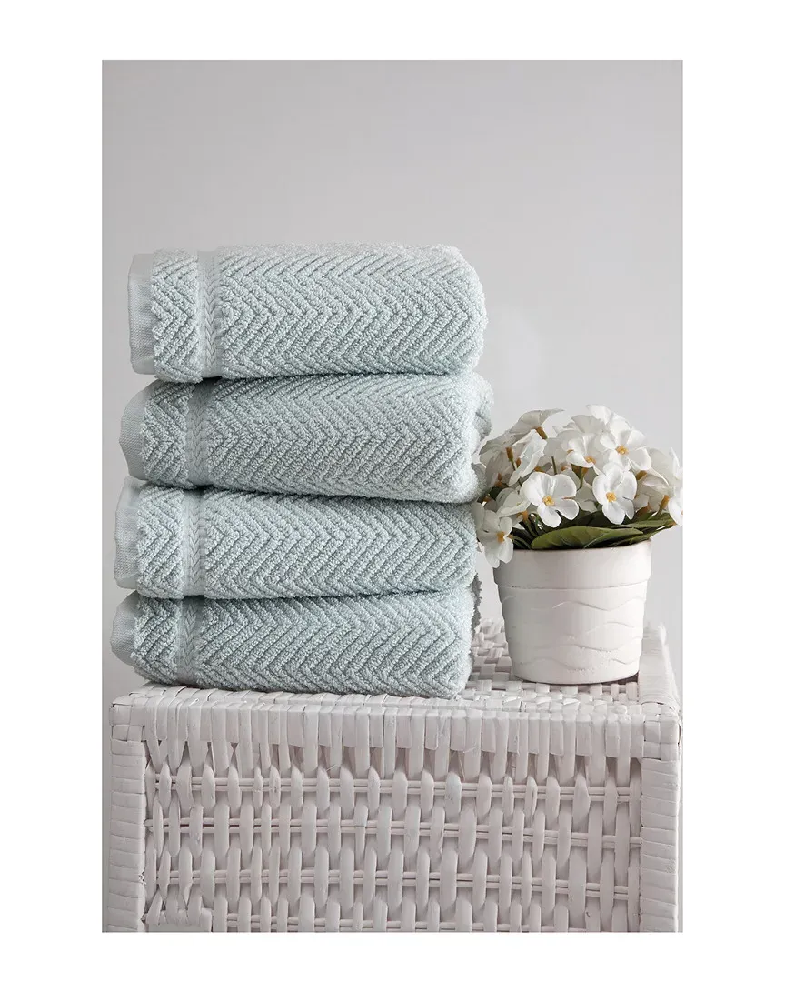Maui Hand Towel Set of 4 - Aqua, Turkish Cotton image