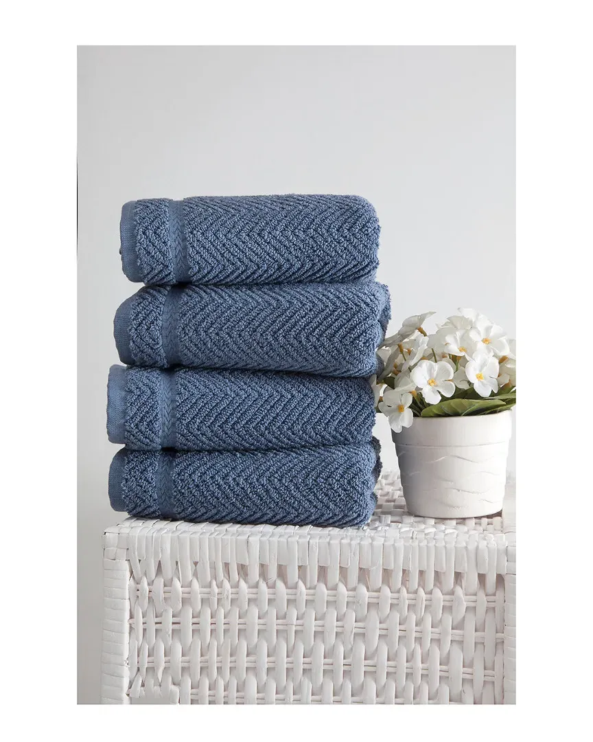 Maui Hand Towel Set of 4 - Blue, Turkish Cotton