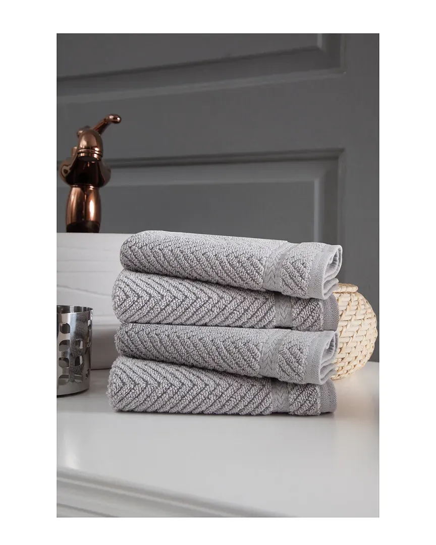 Maui Hand Towel Set of 4 - Grey, Turkish Cotton