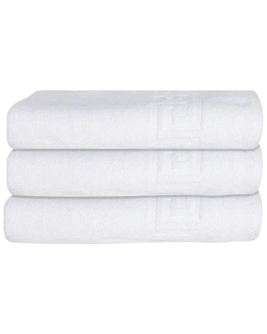 Milos Greek Key 3-Piece Bath Towel Set - White, Turkish Cotton